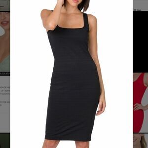 126. Black Square Neck Bondage Bodycon Midi dress Size Small